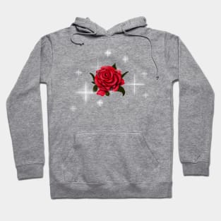 Enchanted Rose - Rose with Leaves and Sparkles Hoodie